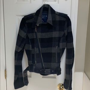 AE plaid Moto Jacket